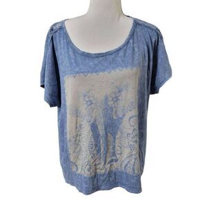 American Age Short Sleeve Elephant Print Cotton Tee Short Sleeve Shirt Sz M